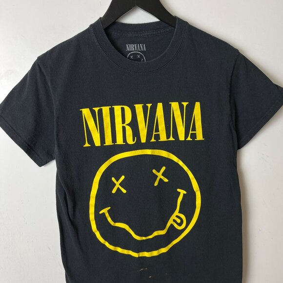 Nirvana Graphic Tee Smiley Face Black Adult Extra Small Unisex Fit - Picture 9 of 12